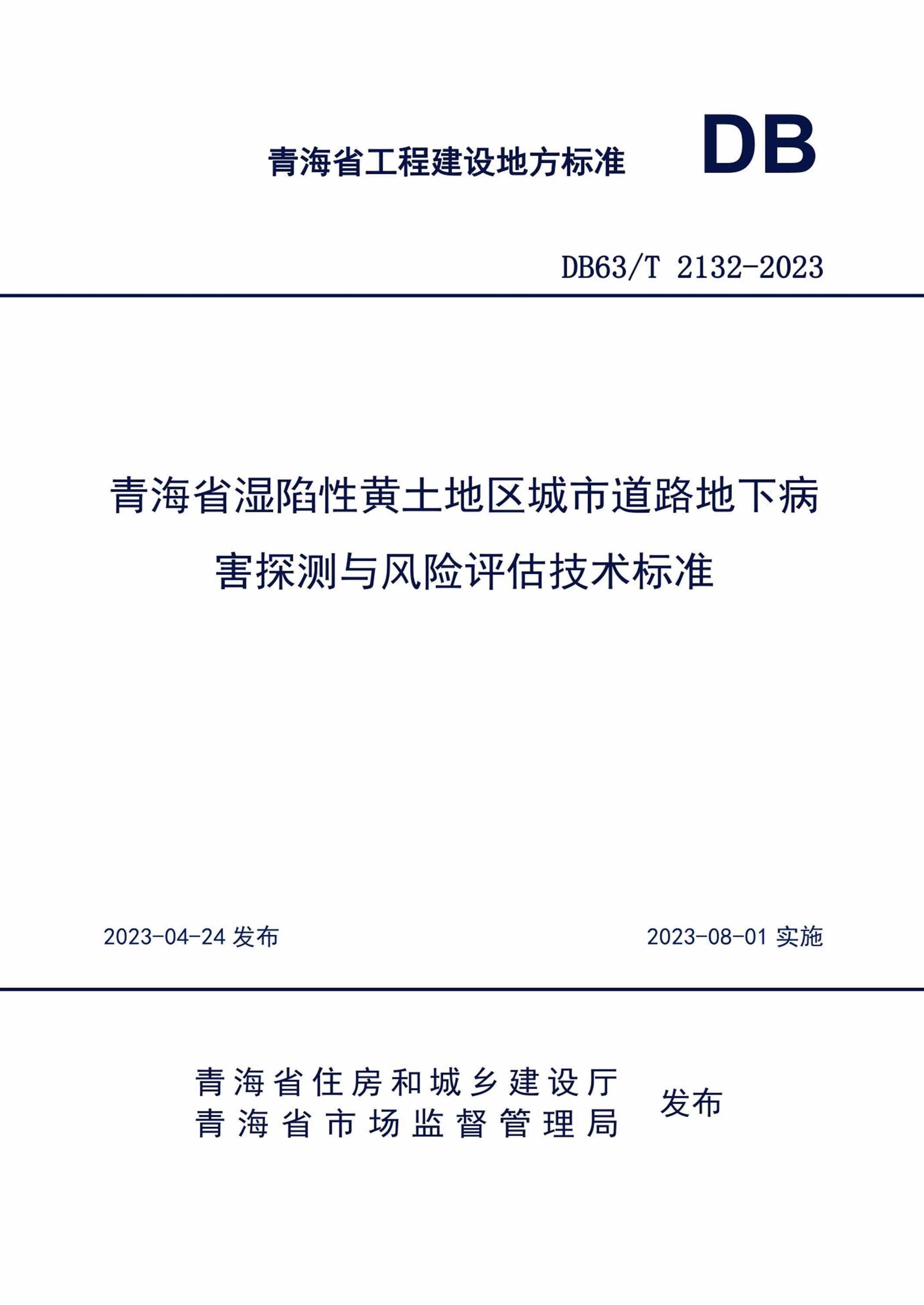 DB63/T 2132-2023 青海省湿陷性黄土地区城市道路地下病害探测与风险评估技术标准